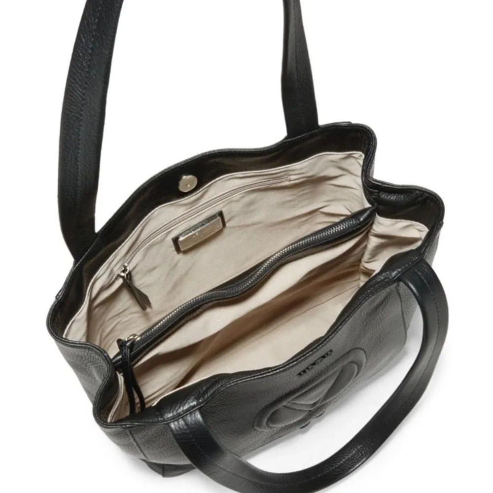 Mario Valentino Spa Black Leather Hobo Tote with Tassel